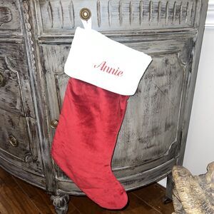 Pottery Barn Kids ANNIE Classic Velvet Christmas Stocking RED New!